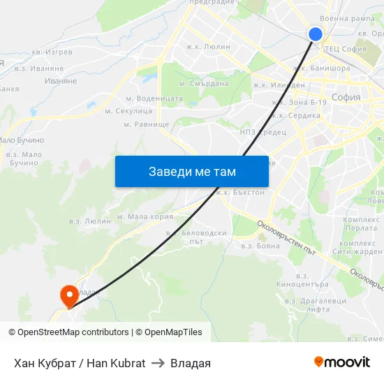 Хан Кубрат / Han Kubrat to Владая map
