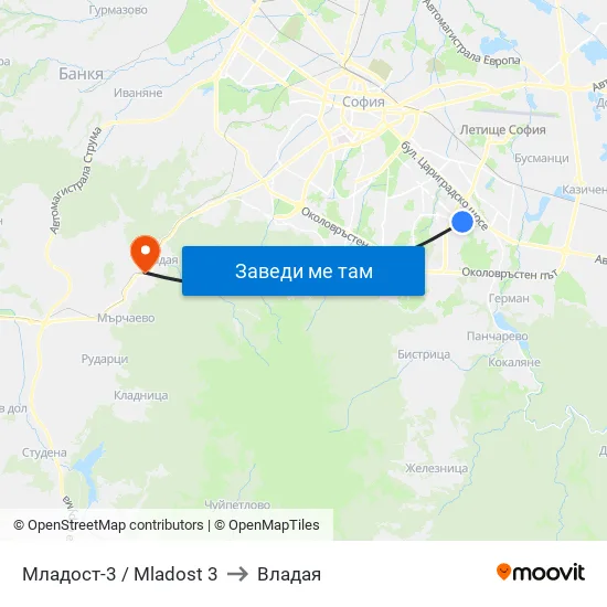 Младост 3 / Mladost 3 to Владая map
