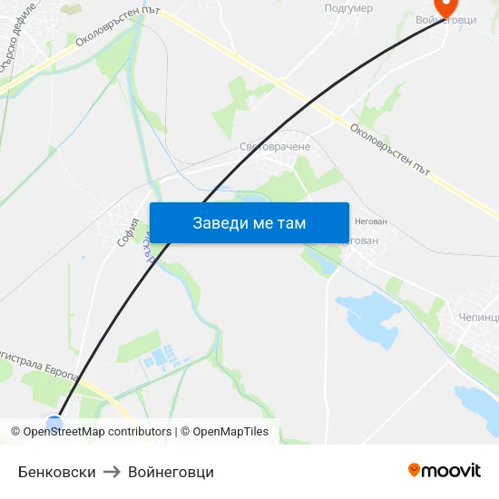 Бенковски to Войнеговци map
