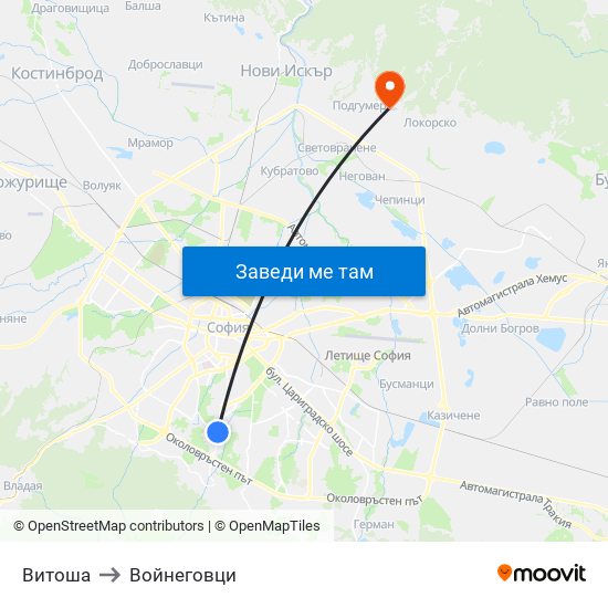 Витоша to Войнеговци map