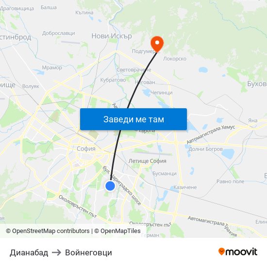 Дианабад to Войнеговци map