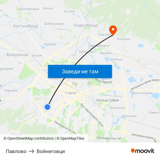 Павлово to Войнеговци map