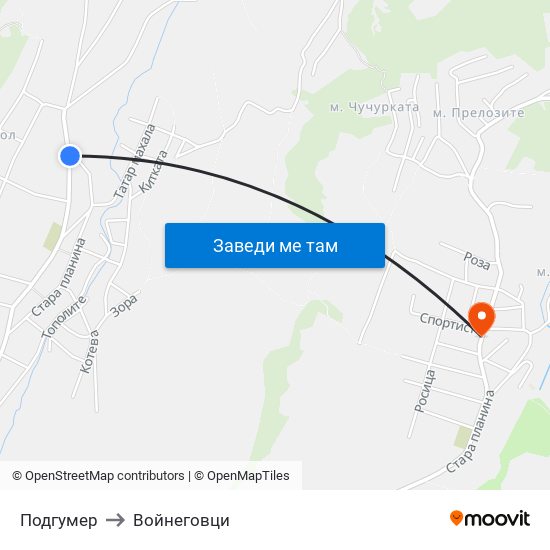 Подгумер to Войнеговци map