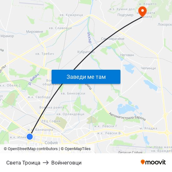 Света Троица to Войнеговци map