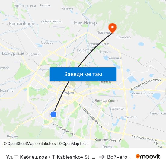 Ул. Т. Каблешков / T. Kableshkov St. (2213) to Войнеговци map