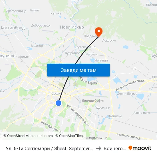 Ул. 6-Ти Септември / Shesti Septemvri St. (1807) to Войнеговци map