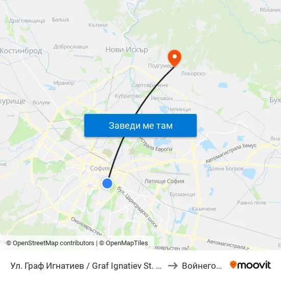 Ⓜ️🎓 Ул. Граф Игнатиев / Graf Ignatiev St. (1913) to Войнеговци map