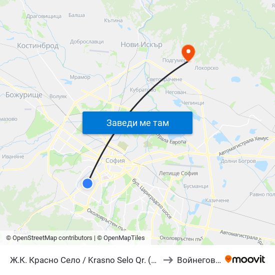 Ж.К. Красно Село / Krasno Selo Qr. (0638) to Войнеговци map