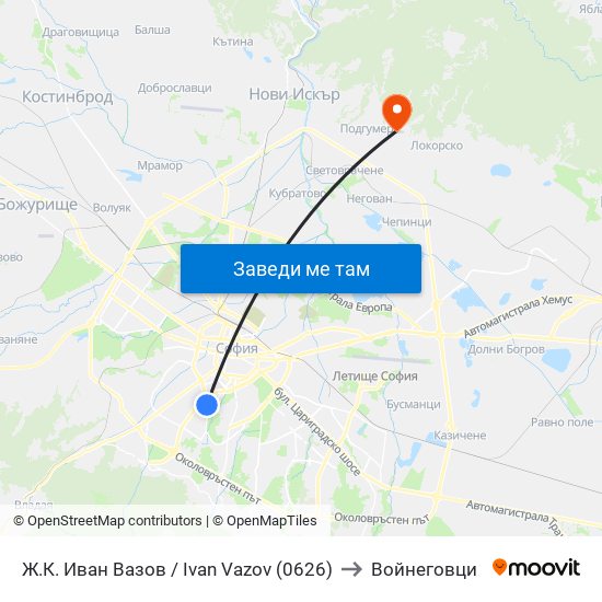 Ж.К. Иван Вазов / Ivan Vazov (0626) to Войнеговци map