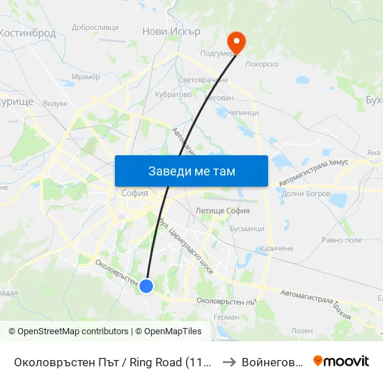 Околовръстен Път / Ring Road (1175) to Войнеговци map