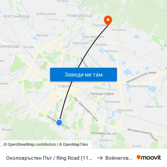 Околовръстен Път / Ring Road (1177) to Войнеговци map