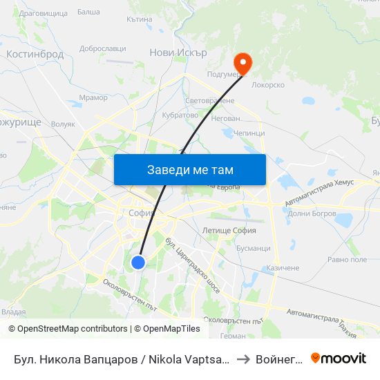 Бул. Никола Вапцаров / Nikola Vaptsarov Blvd. (0344) to Войнеговци map