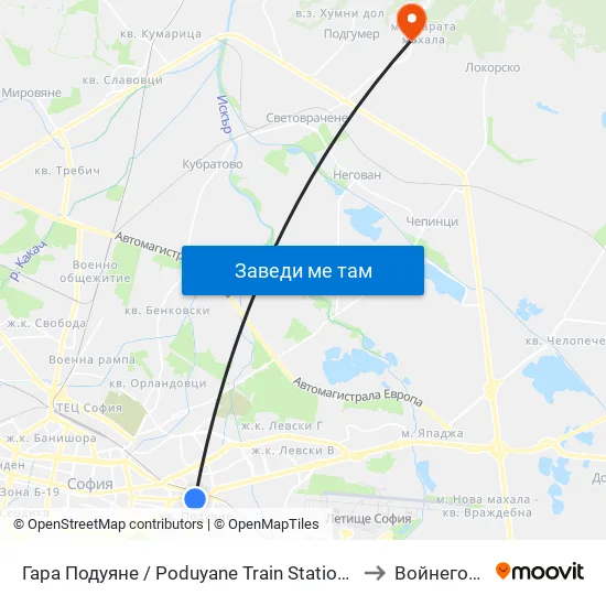 Гара Подуяне / Poduyane Train Station (0468) to Войнеговци map