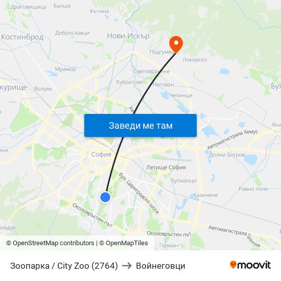 Зоопарка / City Zoo (2764) to Войнеговци map