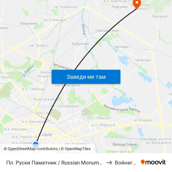 Пл. Руски Паметник / Russian Monument Sq. (1296) to Войнеговци map
