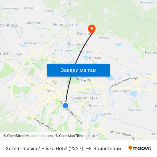 Хотел Плиска / Pliska Hotel (2327) to Войнеговци map