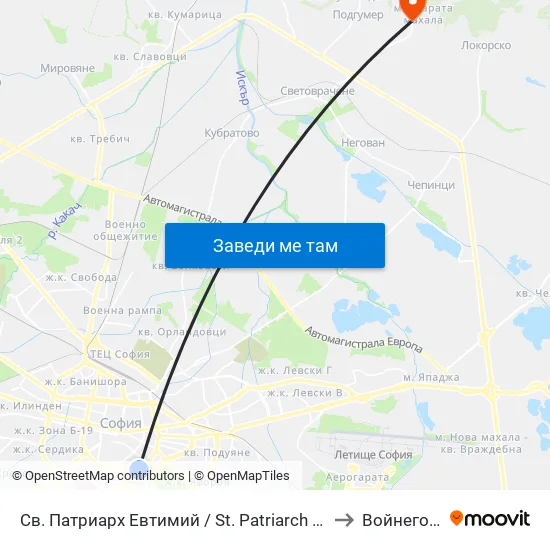 Св. Патриарх Евтимий / St. Patriarch Euthymius to Войнеговци map