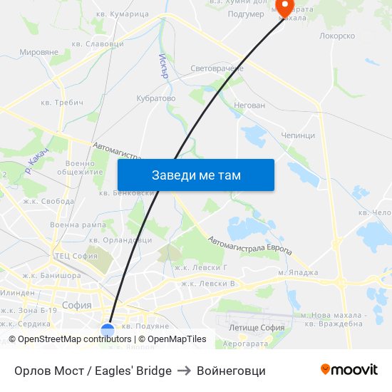 Орлов Мост / Eagles' Bridge to Войнеговци map