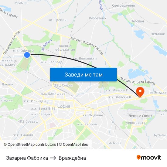 Захарна Фабрика to Враждебна map