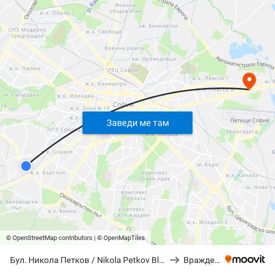 Бул. Никола Петков / Nikola Petkov Blvd. (0350) to Враждебна map