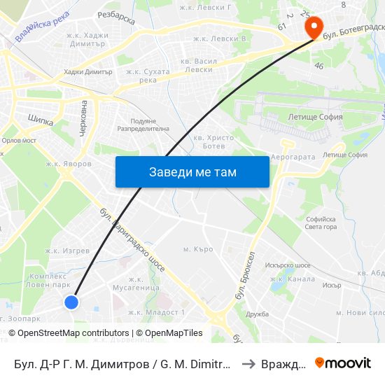 Бул. Д-Р Г. М. Димитров / G. M. Dimitrov Blvd. (0316) to Враждебна map