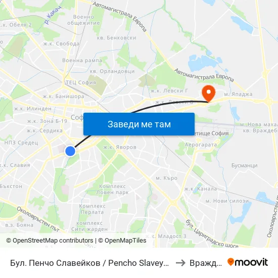 Бул. Пенчо Славейков / Pencho Slaveykov Blvd. (0356) to Враждебна map