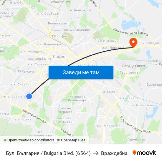 Бул. България / Bulgaria Blvd. (6564) to Враждебна map