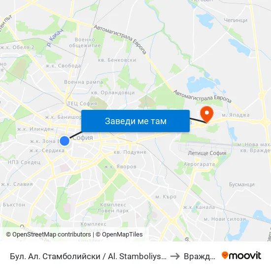 Бул. Ал. Стамболийски / Al. Stamboliyski Blvd. (0283) to Враждебна map