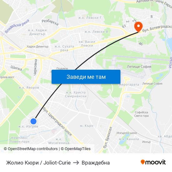 Жолио Кюри / Joliot-Curie to Враждебна map