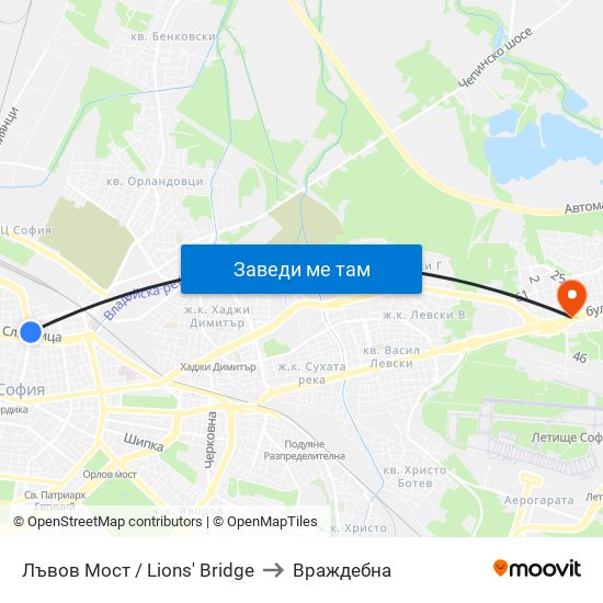 Лъвов Мост / Lions' Bridge to Враждебна map