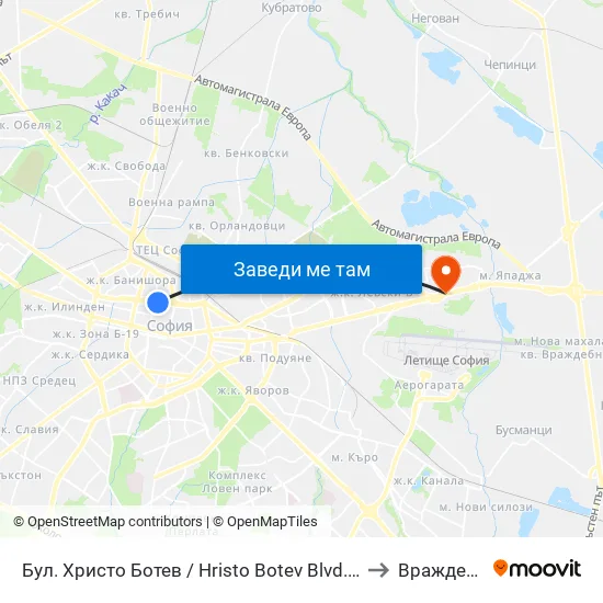 Бул. Христо Ботев / Hristo Botev Blvd. (0385) to Враждебна map