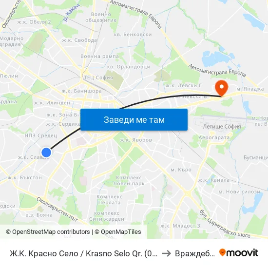 Ⓜ️ Ж.К. Красно Село / Krasno Selo Qr. (0637) to Враждебна map
