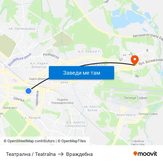 Театрална / Teatralna to Враждебна map