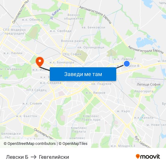 Левски Б to Гевгелийски map