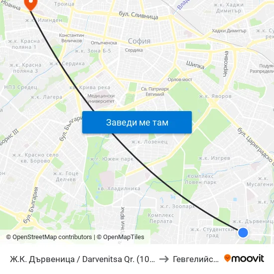 Ж.К. Дървеница / Darvenitsa Qr. (1012) to Гевгелийски map