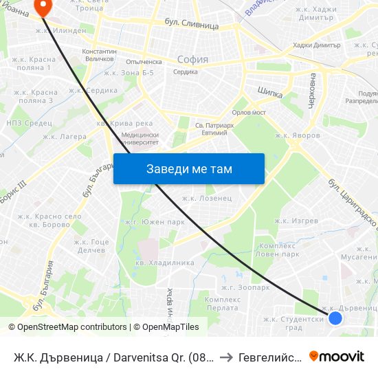 Ж.К. Дървеница / Darvenitsa Qr. (0800) to Гевгелийски map