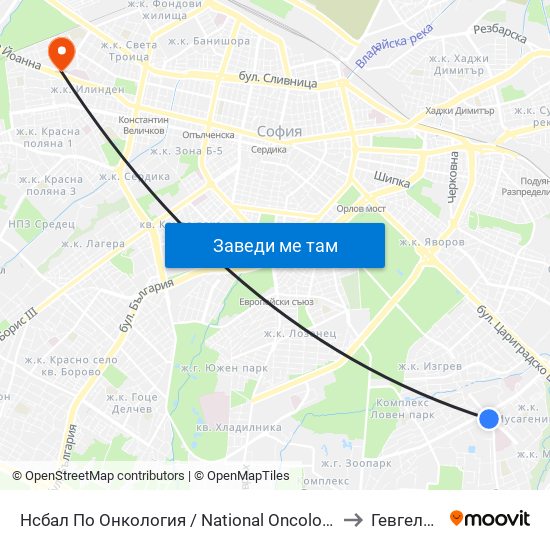Нсбал По Онкология / National Oncology Hospital (0764) to Гевгелийски map