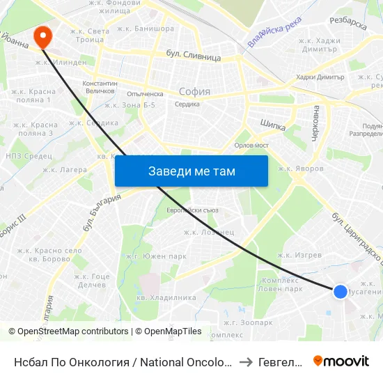 Ⓜ️ Нсбал По Онкология / National Oncology Hospital (0764) to Гевгелийски map