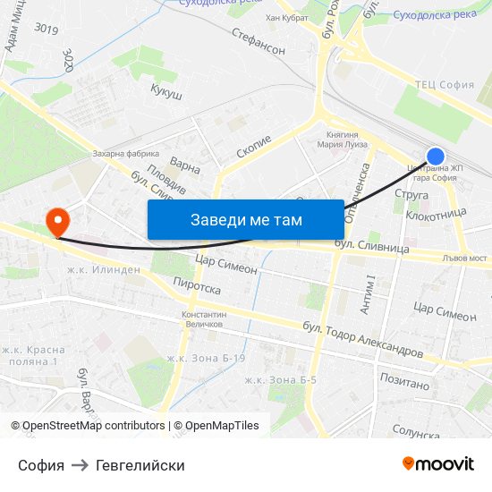 София to Гевгелийски map