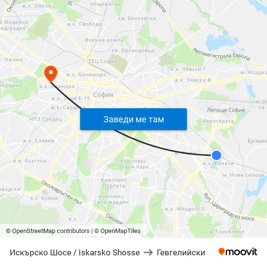 Искърско Шосе / Iskarsko Shose to Гевгелийски map