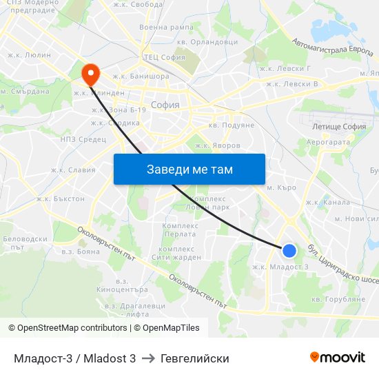 Младост-3 / Mladost 3 to Гевгелийски map