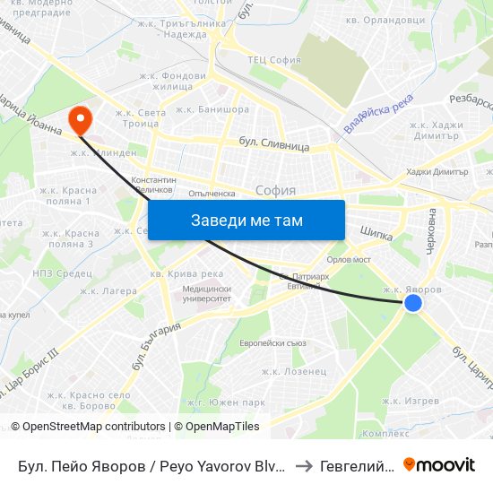 Бул. Пейо Яворов / Peyo Yavorov Blvd. (0073) to Гевгелийски map
