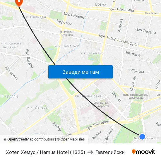Ⓜ️ Хотел Хемус / Hemus Hotel (1325) to Гевгелийски map