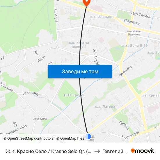 Ж.К. Красно Село / Krasno Selo Qr. (0637) to Гевгелийски map