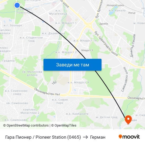 Гара Пионер / Pioneer Station (0465) to Герман map