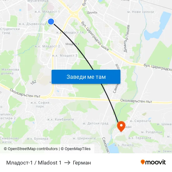 Младост 1 / Mladost 1 to Герман map