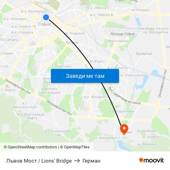 Лъвов Мост / Lions' Bridge to Герман map