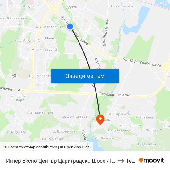 Интер Експо Център Цариградско Шосе / Inter Expo Center – Tsarigradsko Shose to Герман map
