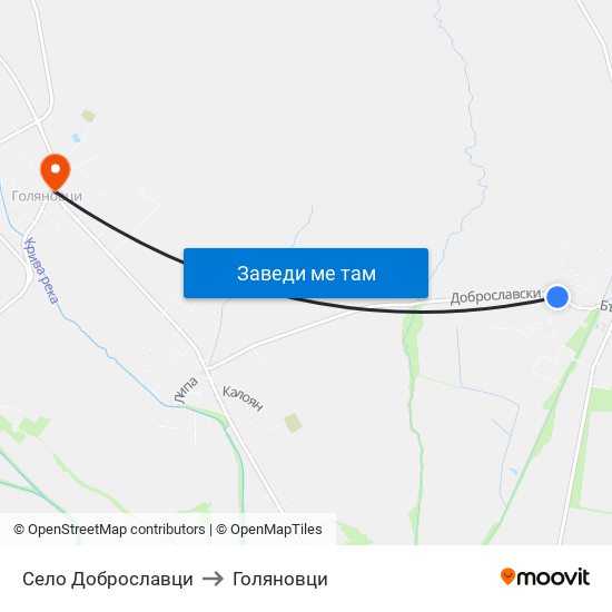 Село Доброславци to Голяновци map