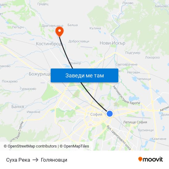 Суха Река to Голяновци map